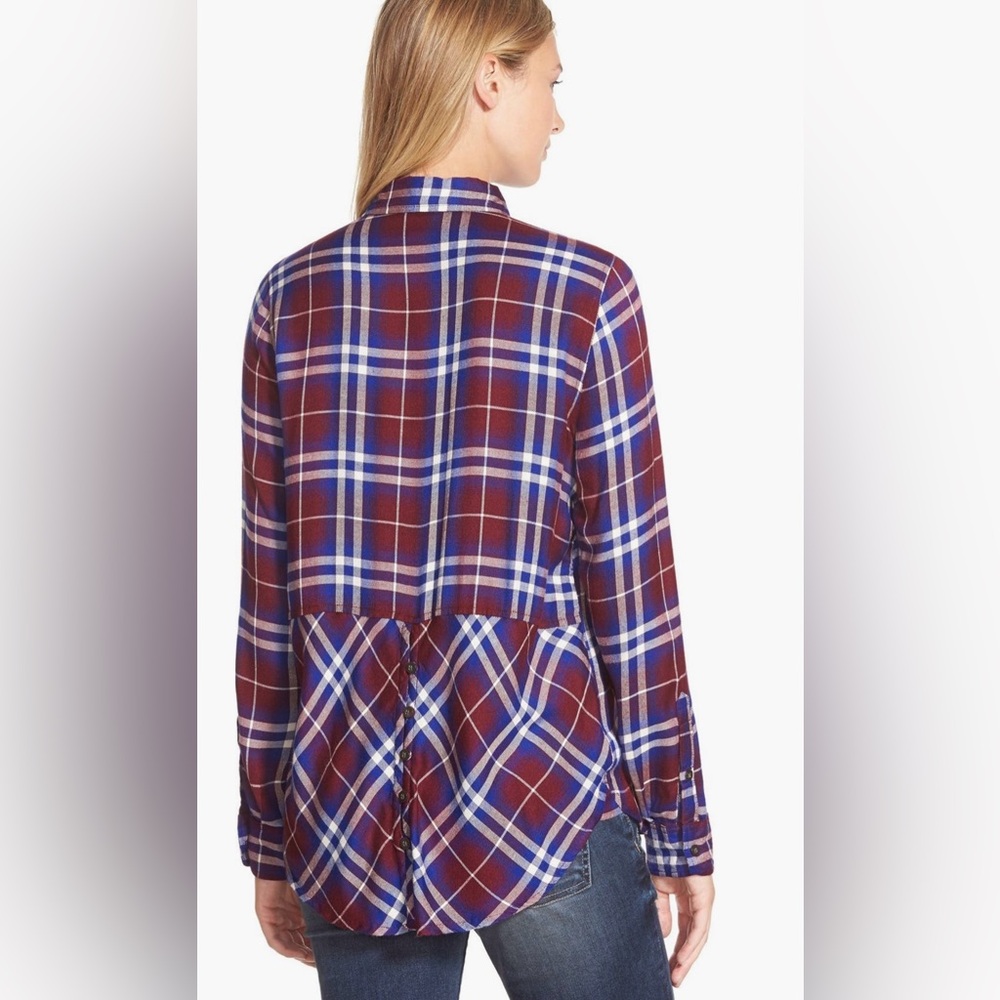 Lucky Brand Plaid Button-Down Shirt - Burgundy and Blue - Picture 2 of 6